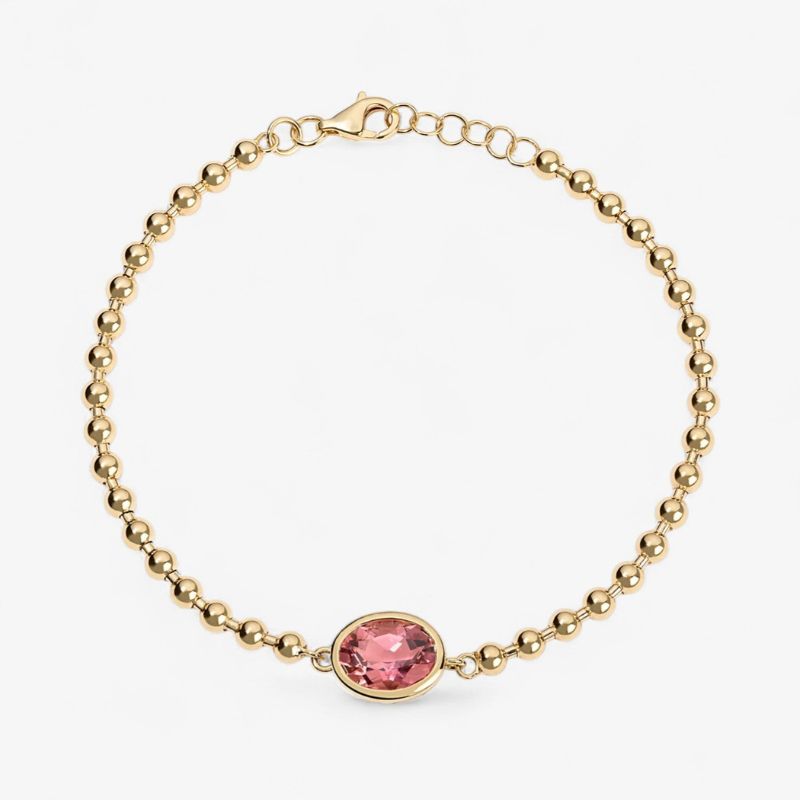 Radiant Center Oval Diamond Minimalist Bracelet in Yellow Gold Plated