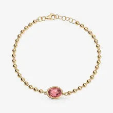 Radiant Center Oval Diamond Minimalist Bracelet in Yellow Gold Plated