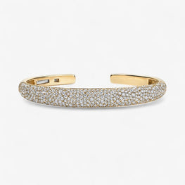 Moissanite Diamond Open Cuff Bracelet in 14k Yellow Gold Plated