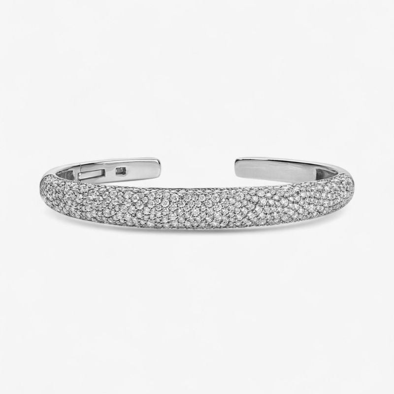 Moissanite Diamond Open Cuff Bracelet in 14k Yellow Gold Plated