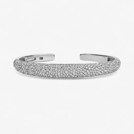Moissanite Diamond Open Cuff Bracelet in 14k Yellow Gold Plated