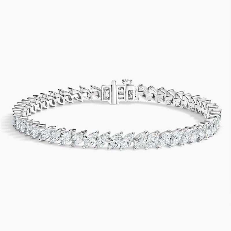 Elegance Marquise Lab Diamond Tennis Bracelet In Silver