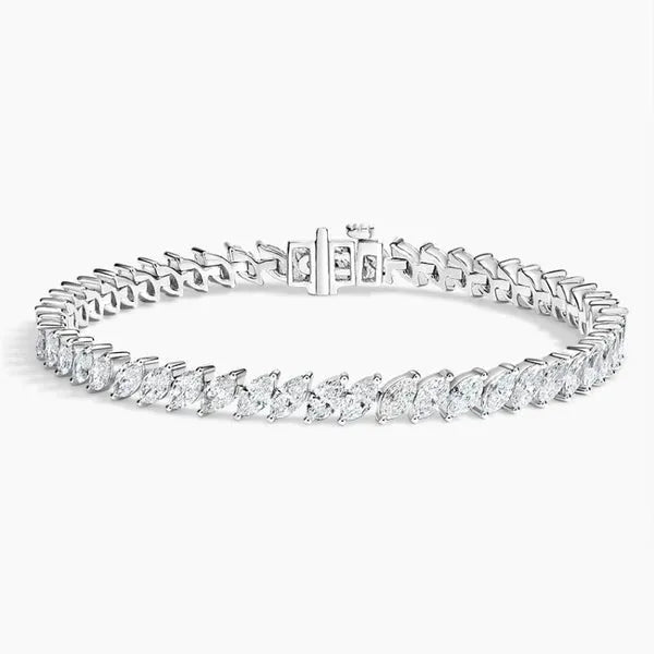 Elegance Marquise Lab Diamond Tennis Bracelet In Silver