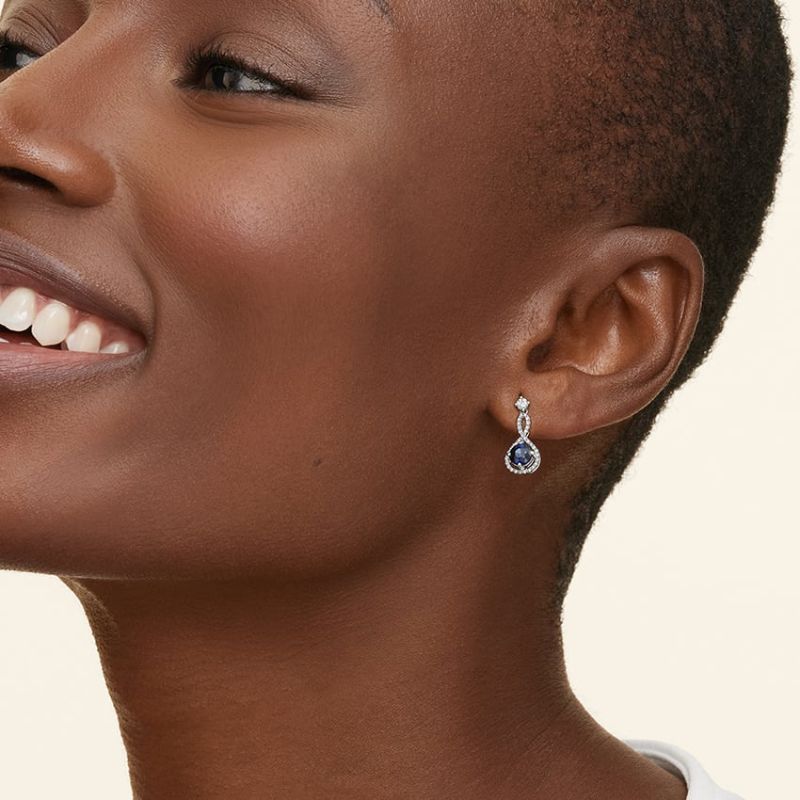 Simulated Diamond Drop Earrings in Silver