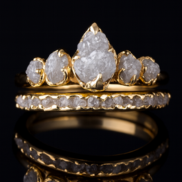 Elegant Natural Rough Diamond Wedding Ring