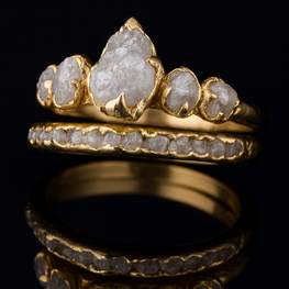 Elegant Natural Rough Diamond Wedding Ring