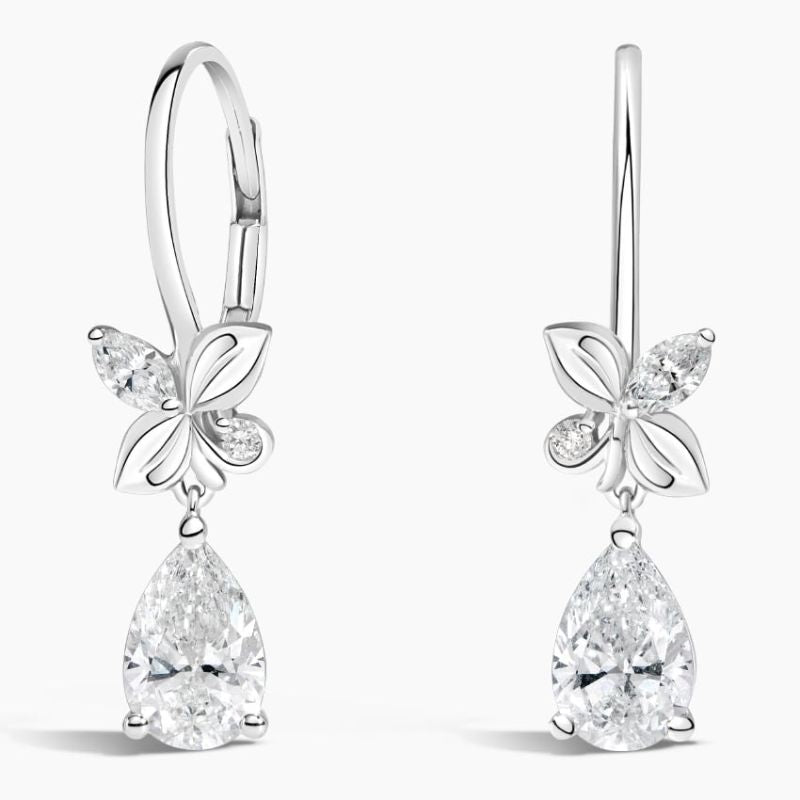 Calla Moissanite Diamond Drop Earrings in Silver
