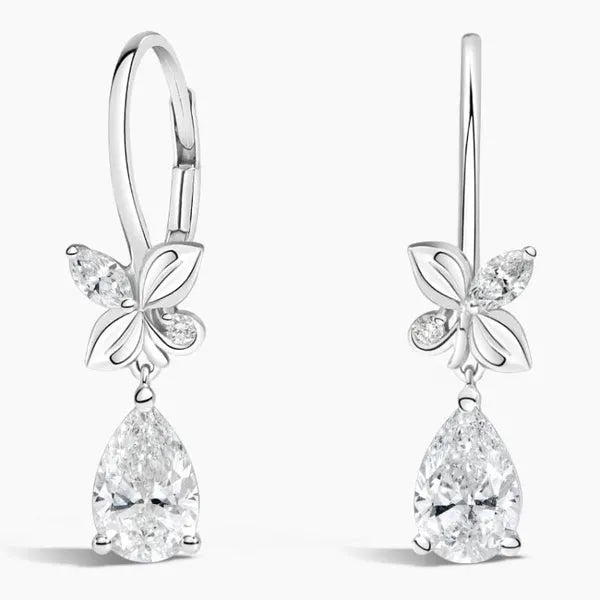 Calla Moissanite Diamond Drop Earrings in Silver