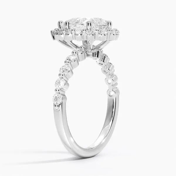 Delicate Moissanite Hidden Halo Ring