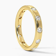 Minimalist Set Eternity Lab Grown Diamond Ring in 14K Yellow Gold Birthday Ring