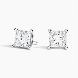 Perfect Princess Cut Moissanite Solitaire Earrings