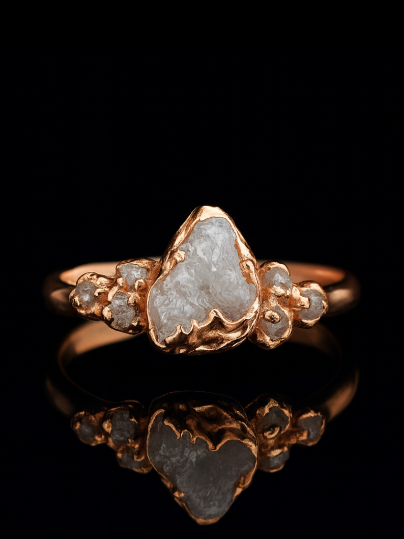 Elegant Natural Rough Diamond Engagement Ring