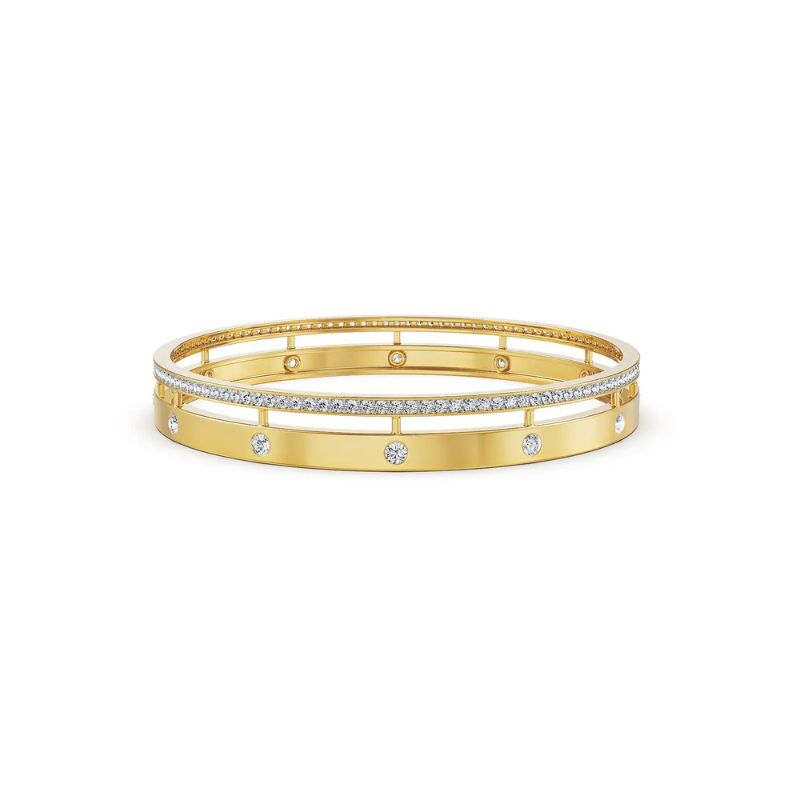 Minimalist Diva Lab Diamond Bangle in 14k Yellow Gold Plated