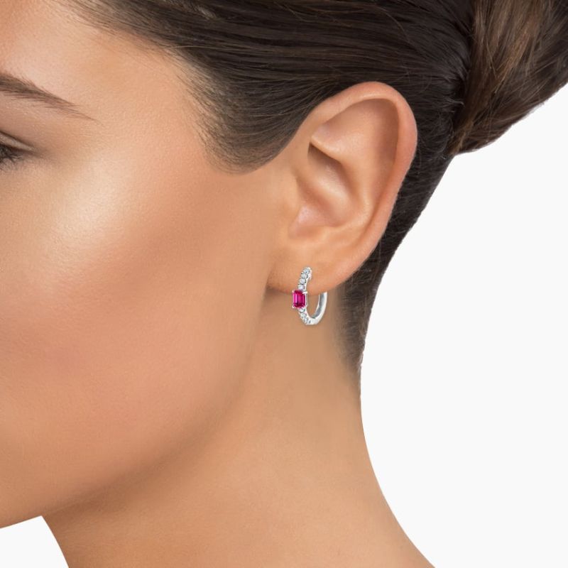 Beatrice Natural And Lab Diamond Hoop Earrings in Silver