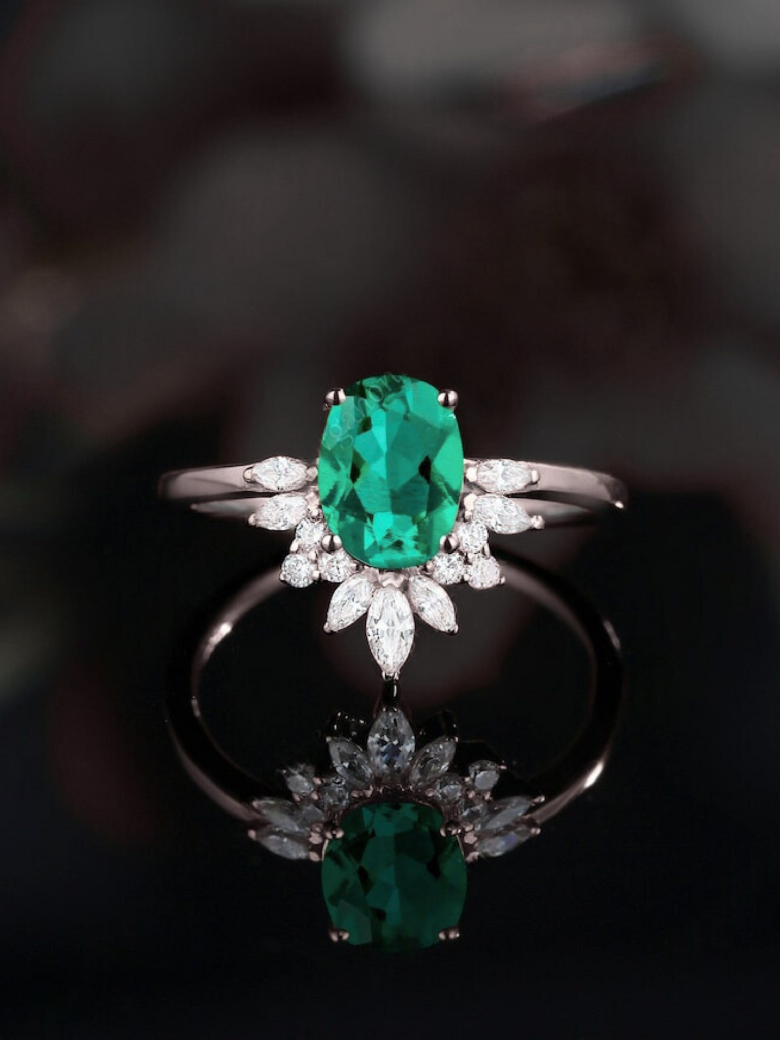 Oval & Marquise Cluster wedding Ring