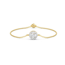 Halo Diamond Adjustable Chain Bracelet in 14k Yellow Gold Plated