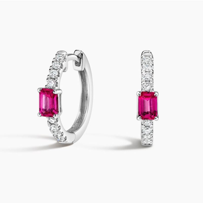 Beatrice Natural And Lab Diamond Hoop Earrings in Silver