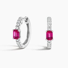Beatrice Natural And Lab Diamond Hoop Earrings in Silver
