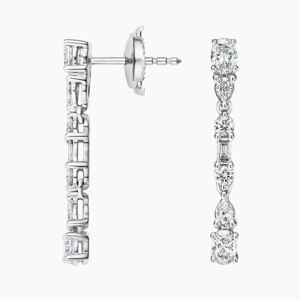 Mireille Moissanite Diamond Drop Earrings in Silver