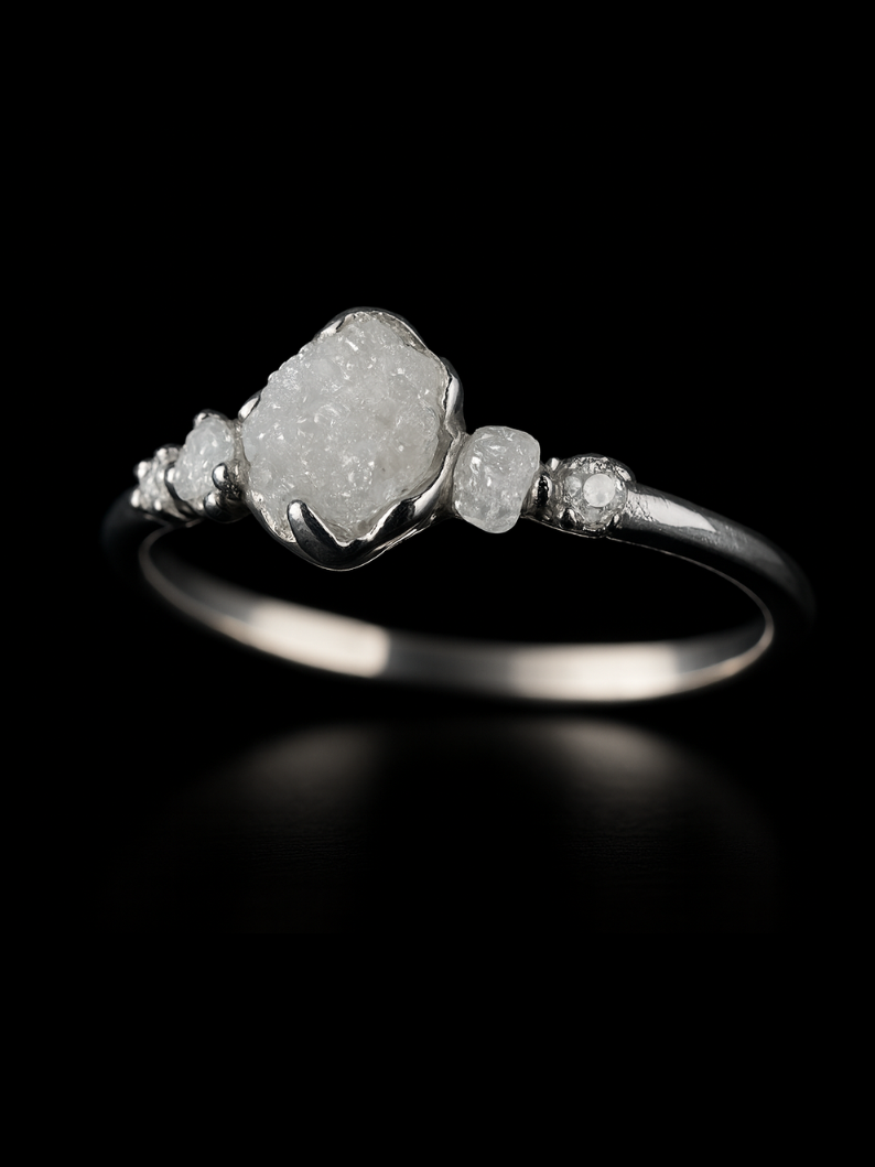 Rough & Natural Diamond Elegant Wedding Ring
