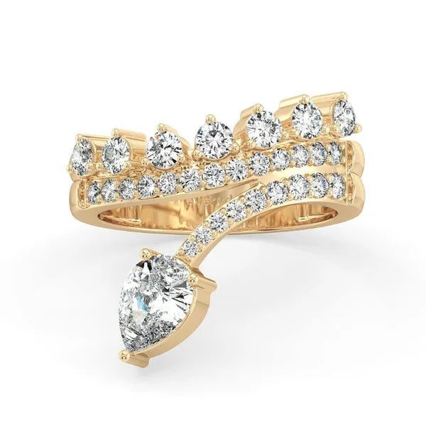 Royal Look Pear & Round Cut Moissanite Ring