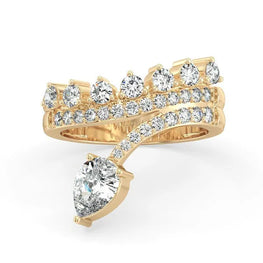 Royal Look Pear & Round Cut Moissanite Ring