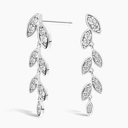 Wisteria Moissanite Diamond Dangle Earrings in Silver
