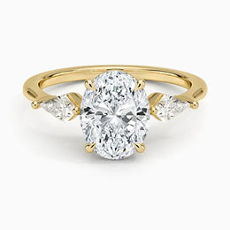 Custom engagement ring in yellow gold with lab grown diamond - Gold Engagement Ring . 