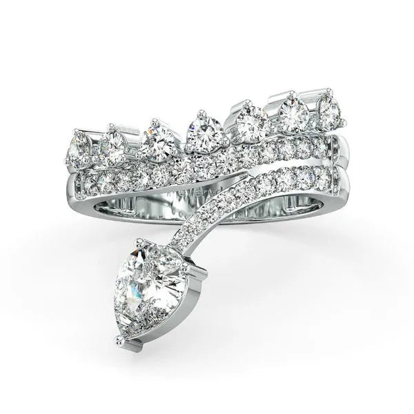 Royal Look Pear & Round Cut Moissanite Ring