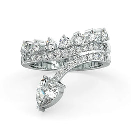 Royal Look Pear & Round Cut Moissanite Ring