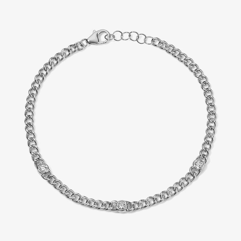 Maya Illusion Round Diamond Curb Chain Bracelet