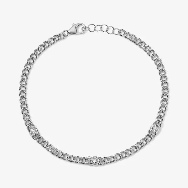 Maya Illusion Round Diamond Curb Chain Bracelet
