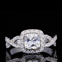 Moisssanite Halo Twisted Elegant Ring