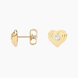 Sweetheart Moissanite Diamond Stud Earrings in 14k Yellow Gold Plated