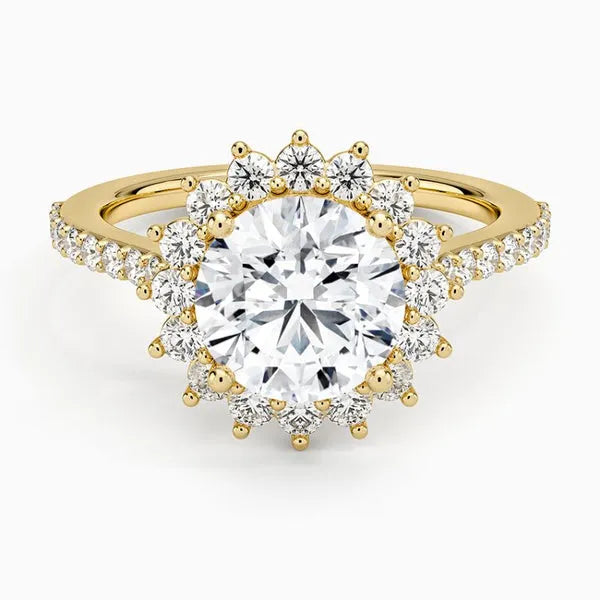 Delicate Moissanite Solitaire Halo Ring