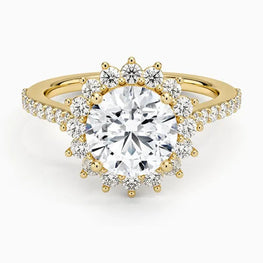 Delicate Moissanite Solitaire Halo Ring