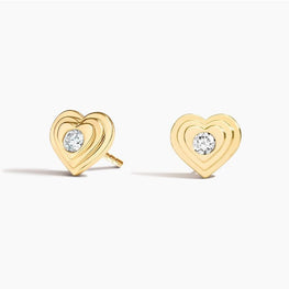 Sweetheart Moissanite Diamond Stud Earrings in 14k Yellow Gold Plated