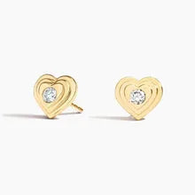 Sweetheart Moissanite Diamond Stud Earrings in 14k Yellow Gold Plated