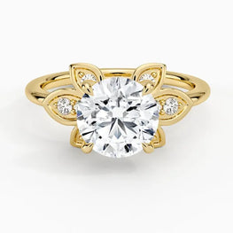 Elegant Moissanite Solitaire Floral Ring