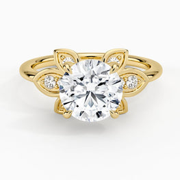 Elegant Moissanite Solitaire Floral Ring