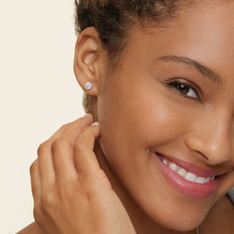 Round Cut Moissanite Diamond Halo Stud Earrings