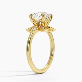 Elegant Moissanite Solitaire Floral Ring