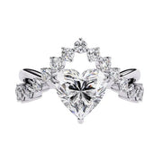 4.51 Ct round & heart proposal ring, white gold diamond ring.