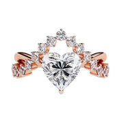 4.51 Ct round & heart proposal ring, white gold diamond ring.