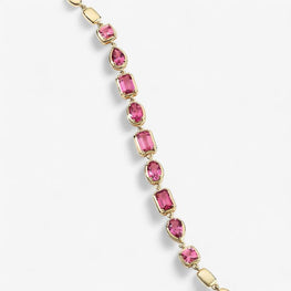 Gemma Pink Multi Shape Linked Bracelet in 14k Yellow Gold Plated