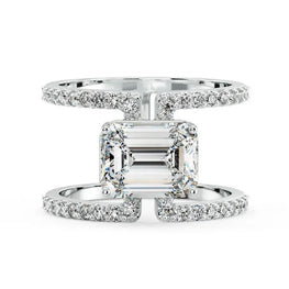 Elegant Emerald & Round Moissanite Cocktail Ring