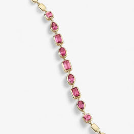 Gemma Pink Multi Shape Linked Bracelet in 14k Yellow Gold Plated