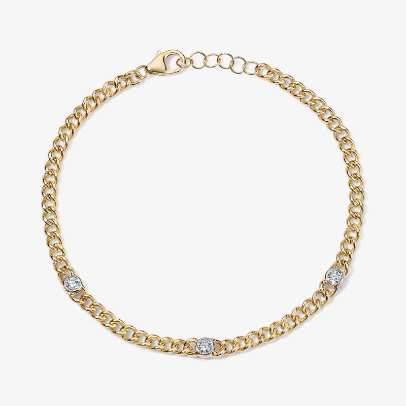 Maya Illusion Round Diamond Curb Chain Bracelet
