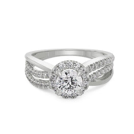 Artistic Round Moissanite Diamond Twisted Ring