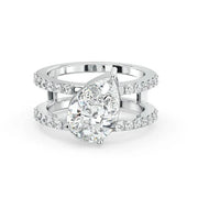 Pear Cut Two Gold  Band Diamond Ring Anniversary rings for women, 